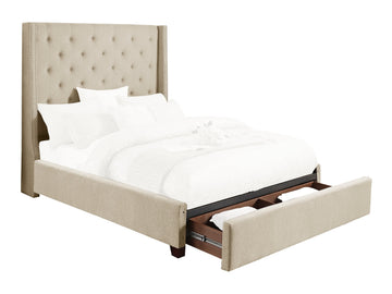 Fairborn Beige California King Platform Bed With Storage Footboard - Ornate Home