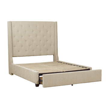 Fairborn Beige California King Platform Bed With Storage Footboard - Ornate Home