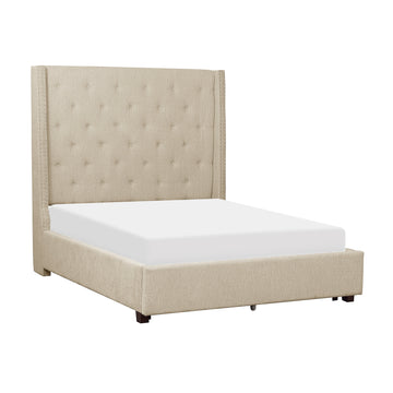 Fairborn Beige California King Platform Bed With Storage Footboard - Ornate Home