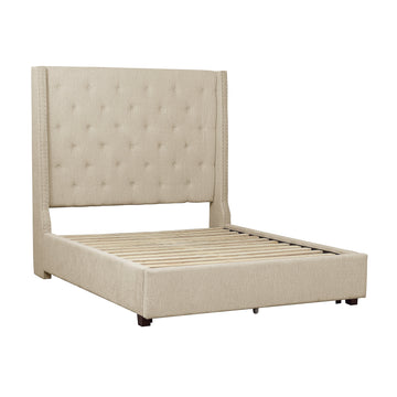 Fairborn Beige California King Platform Bed With Storage Footboard - Ornate Home