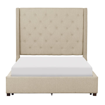 Fairborn Beige California King Platform Bed With Storage Footboard - Ornate Home