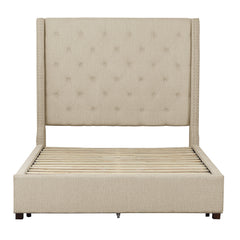Fairborn Beige California King Platform Bed With Storage Footboard - Ornate Home