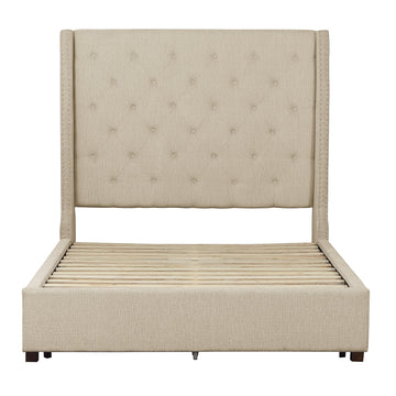 Fairborn Beige California King Platform Bed With Storage Footboard - Ornate Home