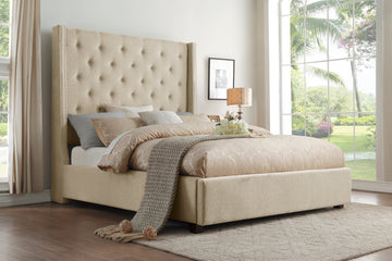 Fairborn Beige California King Platform Bed With Storage Footboard - Ornate Home