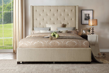 Fairborn Beige California King Platform Bed With Storage Footboard - Ornate Home