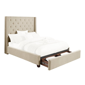 Fairborn Beige California King Platform Bed With Storage Footboard - Ornate Home