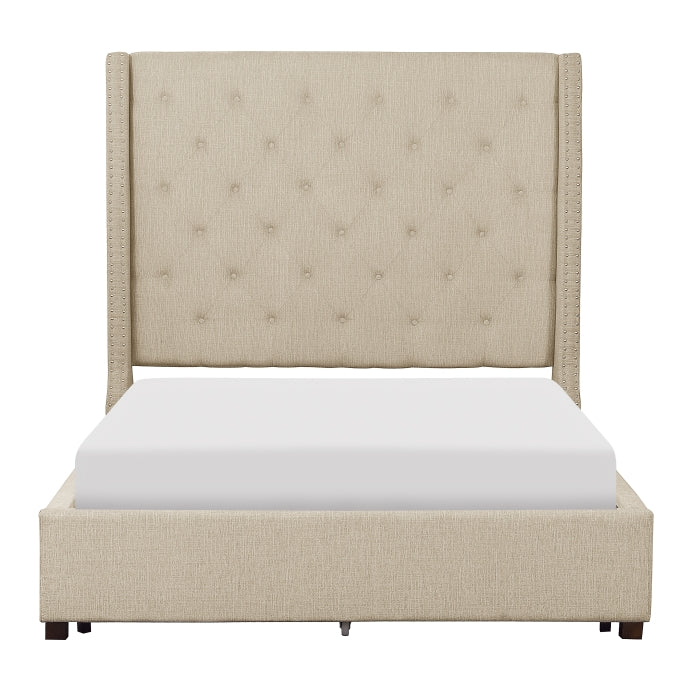 Fairborn Beige California King Platform Bed With Storage Footboard - Ornate Home