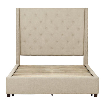 Fairborn Beige California King Platform Bed With Storage Footboard - Ornate Home