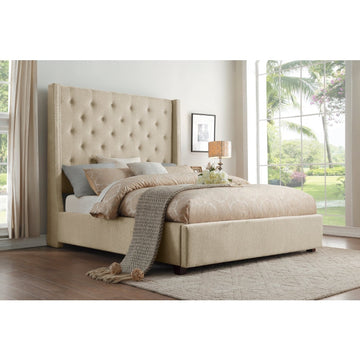 Fairborn Beige California King Platform Bed With Storage Footboard - Ornate Home