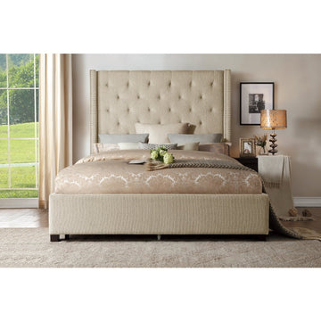 Fairborn Beige California King Platform Bed With Storage Footboard - Ornate Home