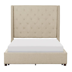 Fairborn Beige Queen Platform Bed With Storege Footboard - Ornate Home