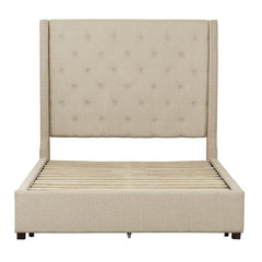 Fairborn Beige Queen Platform Bed With Storege Footboard - Ornate Home