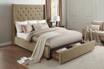 Fairborn Brown California King Platform Bed With Storage Footboard - Ornate Home