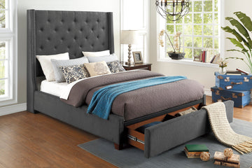 Fairborn Gray California King Platform Bed with Storage Footboard - Ornate Home