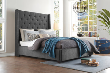 Fairborn Gray California King Platform Bed with Storage Footboard - Ornate Home