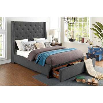 Fairborn Gray California King Platform Bed with Storage Footboard - Ornate Home