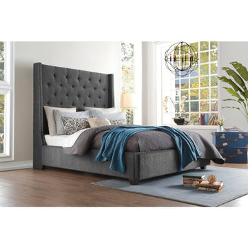 Fairborn Gray California King Platform Bed with Storage Footboard - Ornate Home