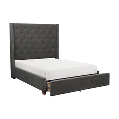 Fairborn Gray Eastern King Platform Bed with Storage Footboard - Ornate Home
