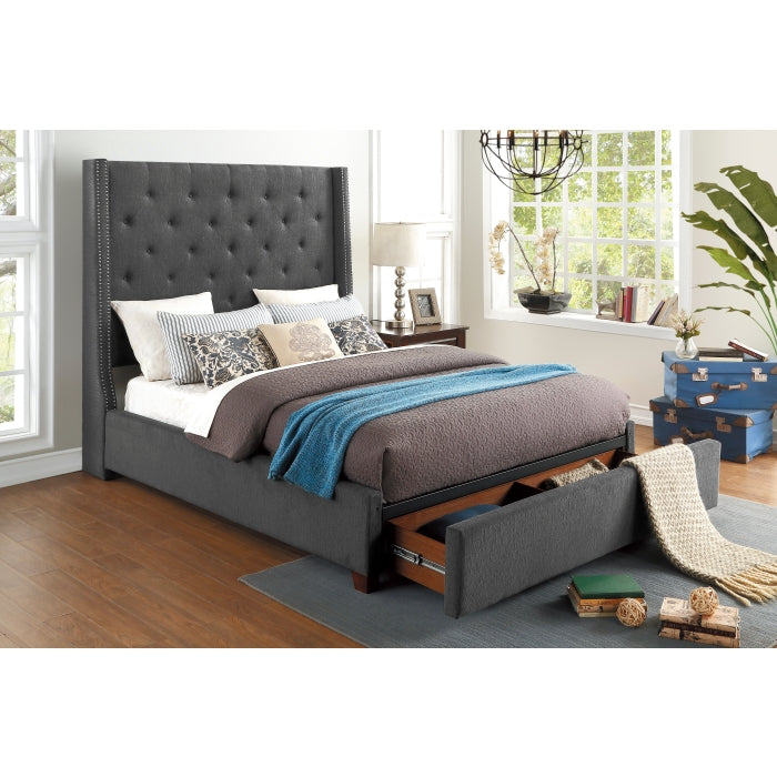 Fairborn Gray Queen Platform Bed with Storage Footboard - Ornate Home