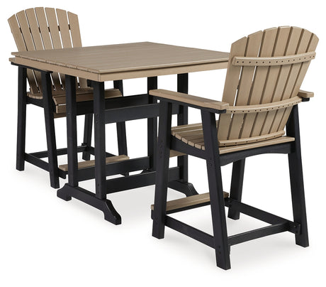 Fairen Trail Black/Driftwood Outdoor Counter Height Dining Table w/2 Barstools - Ornate Home