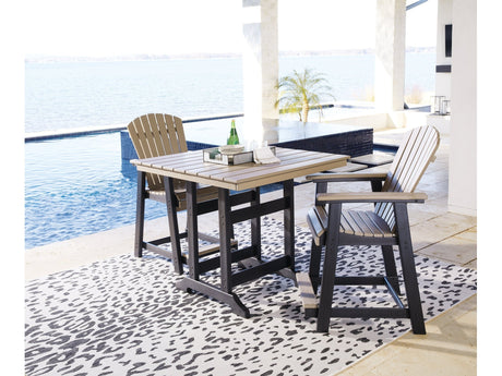 Fairen Trail Black/Driftwood Outdoor Counter Height Dining Table w/2 Barstools - Ornate Home