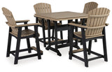 Fairen Trail Black/Driftwood Outdoor Counter Height Dining Table w/4 Barstools - Ornate Home