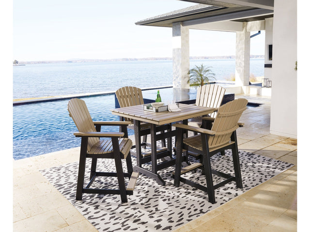 Fairen Trail Black/Driftwood Outdoor Counter Height Dining Table w/4 Barstools - Ornate Home