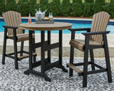 Fairen Trail Black/Driftwood Outdoor Counter Height Dining Table with 2 Barstools - Ornate Home
