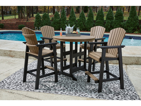 Fairen Trail Black/Driftwood Outdoor Counter Height Dining Table with 4 Barstools - Ornate Home