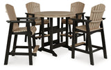 Fairen Trail Black/Driftwood Outdoor Counter Height Dining Table with 4 Barstools - Ornate Home
