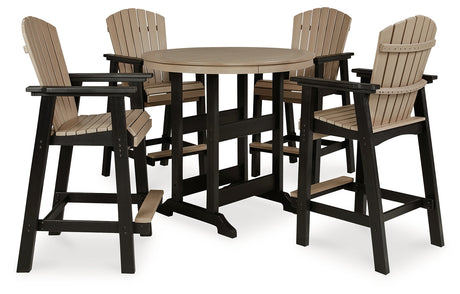 Fairen Trail Black/Driftwood Outdoor Counter Height Dining Table with 4 Barstools - Ornate Home