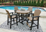 Fairen Trail Black/Driftwood Outdoor Counter Height Dining Table with 4 Barstools - Ornate Home