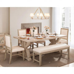 Fairview Ash Ext Dining Table w/ 4 Chairs, Bench - Ornate Home