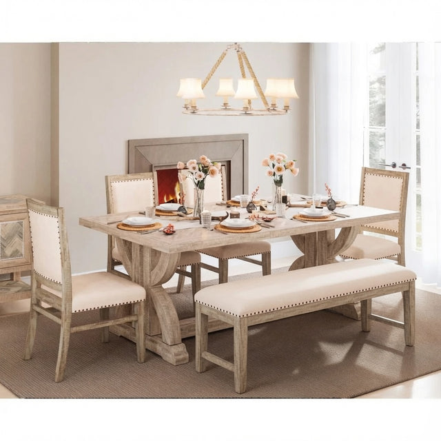 Fairview Ash Ext Dining Table w/ 4 Chairs, Bench - Ornate Home