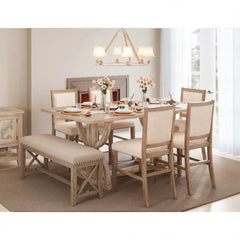 Fairview Ash Ext Dining Table w/ 4 Stools, Bench - Ornate Home