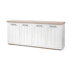 Fairview Brown/White Solid Wood Top & Frame 4 Cabinet Door Sideboard - Ornate Home