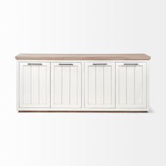 Fairview Brown/White Solid Wood Top & Frame 4 Cabinet Door Sideboard - Ornate Home