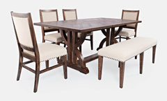 Fairview Oak Ext Dining Table w/ 4 Chairs, Bench - Ornate Home