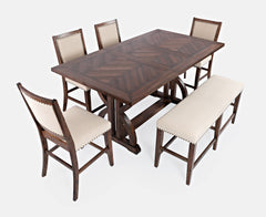 Fairview Oak Ext Dining Table w/ 4 Stools, Bench - Ornate Home
