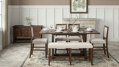 Fairview Oak Ext Dining Table w/ 4 Stools, Bench - Ornate Home