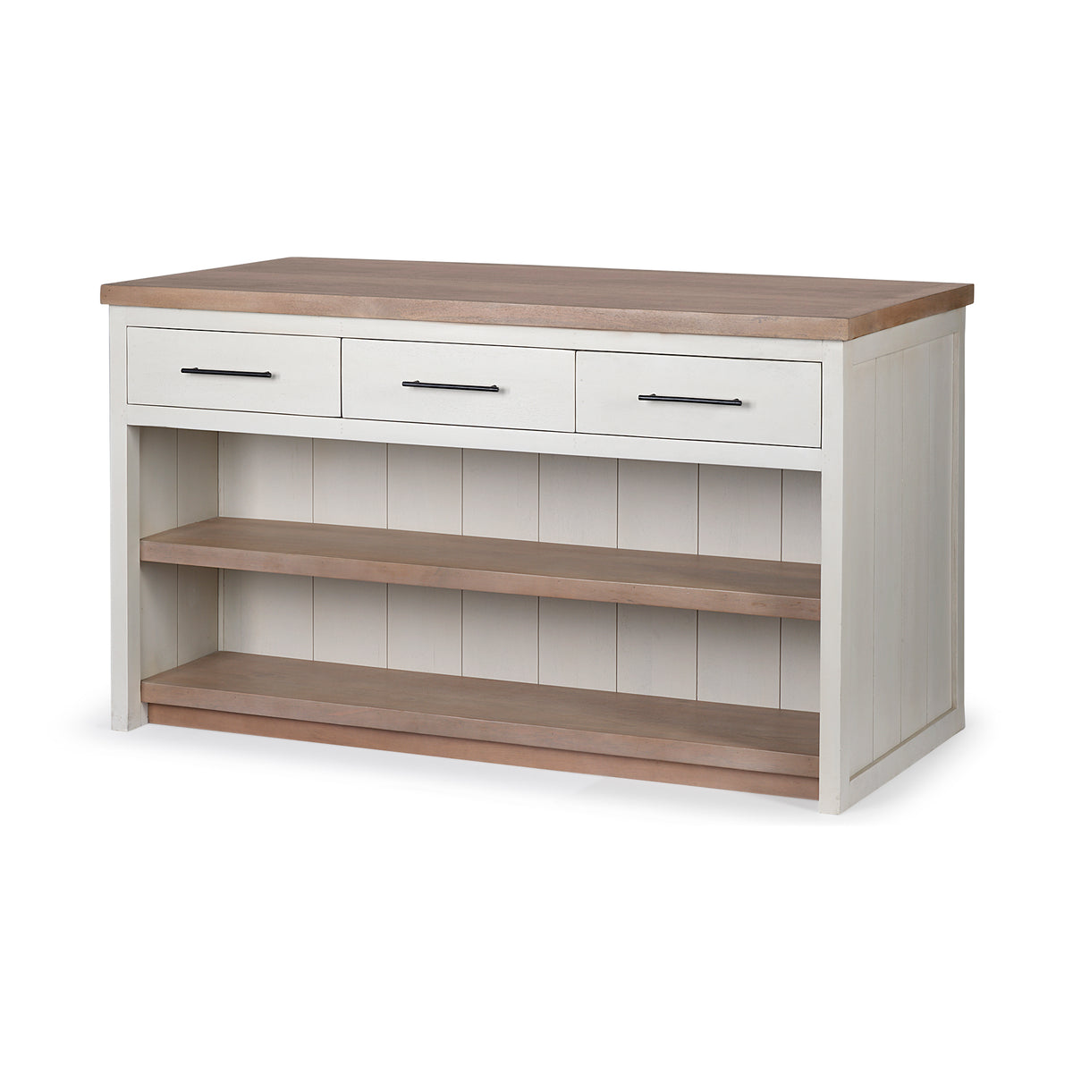 Fairview White/Brown Two-Tone Stain Solid Wood Kitchen Island - Ornate Home