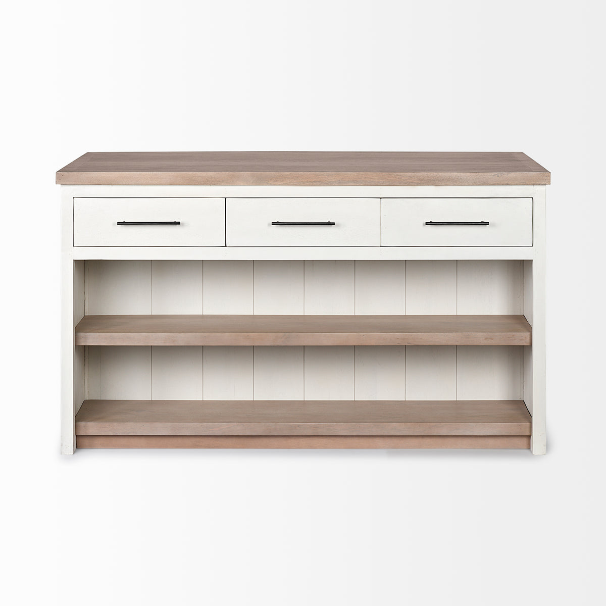 Fairview White/Brown Two-Tone Stain Solid Wood Kitchen Island - Ornate Home