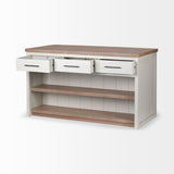 Fairview White/Brown Two-Tone Stain Solid Wood Kitchen Island - Ornate Home