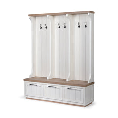 Fairview White/Brown Wood with Storage Hall Tree - Ornate Home