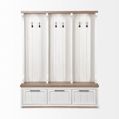 Fairview White/Brown Wood with Storage Hall Tree - Ornate Home