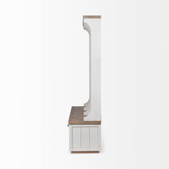 Fairview White/Brown Wood with Storage Hall Tree - Ornate Home