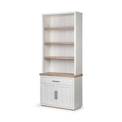 Fairview White/Medium Brown Wood Three Shelf Shelving Unit