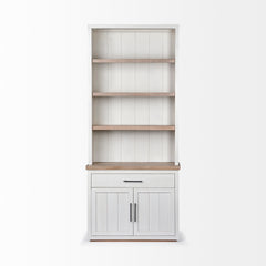 Fairview White/Medium Brown Wood Three Shelf Shelving Unit