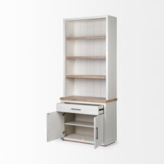 Fairview White/Medium Brown Wood Three Shelf Shelving Unit