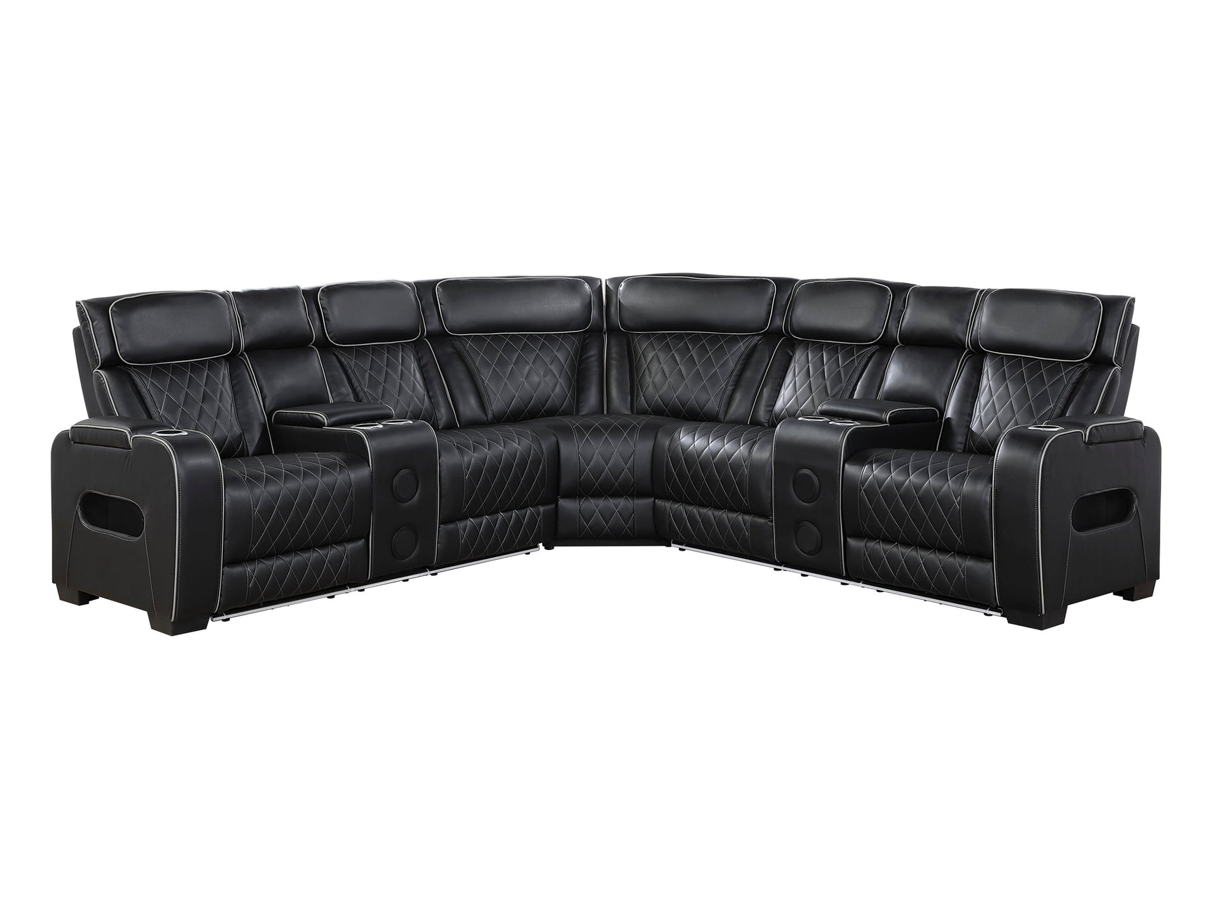 Fairway Black 3-Pc Power Reclining Sectional - Ornate Home